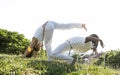 Capoeira couple of awesome stunt outdoors