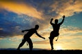 Capoeira dance at sunset Royalty Free Stock Photo