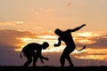 Capoeira dance at sunset Royalty Free Stock Photo