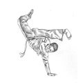 Capoeira gestures are drawin using a pencil