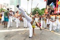 Capoeira groups parade during the pre-Carnival Fuzue