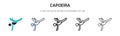 Capoeira icon in filled, thin line, outline and stroke style. Vector illustration of two colored and black capoeira vector icons Royalty Free Stock Photo