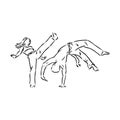 Capoeira Icon Silhouette Illustration. Dance And Sport Brazilian Vector Graphic Pictogram Symbol Clip Art. Doodle Sketch