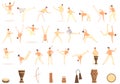 Capoeira icons set cartoon . Acrobatic people