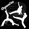 Capoeira lettering and sillouettes of capoeirists, no background. For designing capoeira promo, logo, banner, poster, website, inv