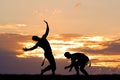 Capoeira, martial art at sunset Royalty Free Stock Photo