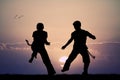 Capoeira at sunset Royalty Free Stock Photo