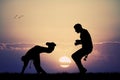Capoeira at sunset Royalty Free Stock Photo
