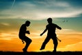 Capoeira at sunset Royalty Free Stock Photo