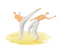Capoeira, the traditional Brazilian martial art. Two men fighting. Vector illustration.