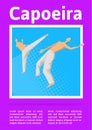 Capoeira, the traditional Brazilian martial art. Two men fighting. Vector illutration, template for sport poster.