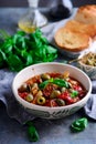 Caponata siciliana in ceramic bowl