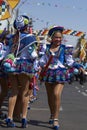 Caporales dance group at the carnival in Arica, Chile.