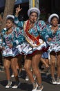 Caporales dance group in Arica, Chile Royalty Free Stock Photo