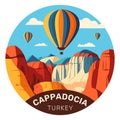 Hot air balloons over Cappadocia rocks landscape. Royalty Free Stock Photo