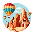 Hot air balloons over Cappadocia rocks landscape. Royalty Free Stock Photo