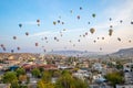 Cappadocia city skyline with hot air balloon are riding in the sky Royalty Free Stock Photo