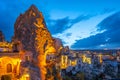 Cappadocia cityscape skyline at night in Goreme, Turkey Royalty Free Stock Photo