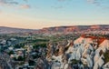 Cappadocia. Goreme. Red valley view. Canyon.