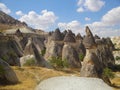 Cappadocia landscape, sandstone rocks in Turkey Royalty Free Stock Photo