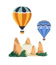 Cappadocia landscapes with hot air balloons vector