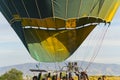 13.10.2022. Cappadocia, Turkey. closeup view of a hot air balloon full of people waiting to the magnificent view of