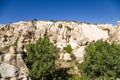 Cappadocia, Turkey. Goreme National Park: the canyon walls with artificial caves Royalty Free Stock Photo