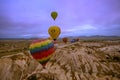 Cappadocia, Turkey - JUNE 01,2018: Festival of Balloons. Flight on a colorful balloon between Europe and Asia. Fulfillment of desi Royalty Free Stock Photo