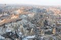Cappadocia Turkey landscape at sunrise. Top view aerial photography Royalty Free Stock Photo