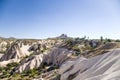 Cappadocia, Turkey. Mountain valley. In the background, an ancient fortress city Uchisar Royalty Free Stock Photo