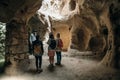 CAPPADOCIA, TURKEY - nov, 2021 tourist in The underground city of Mazikoy or Mazi, Cappadocia, Turkey