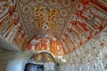 Wall art of old frescoes and murals in the underground cave churches of Cappadocia