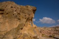 CAPPADOCIA, TURKEY. The old troglodyte settlement of Cavusin, where you can see the oldest rock cut church in the region Royalty Free Stock Photo