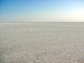 Cappadocia. Turkey. Panorama of the boundless dried salt pink lake. Royalty Free Stock Photo