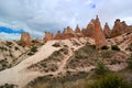 Cappadocia. Turkey. Stone columns Red Valley. Royalty Free Stock Photo