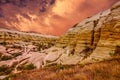 Cappadocia, Turkey. Sunset volcanic rock landscape, Goreme national park Royalty Free Stock Photo