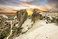 Cappadocia, Turkey. Sunset volcanic rock landscape, Goreme national park Royalty Free Stock Photo