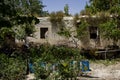 Traditional house not cave and little garden in an arid region