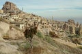 Hilly landscape. Goreme, Cappadocia - landmark attraction in Turkey Royalty Free Stock Photo