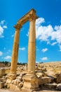 Capped pillars in Jerash Jordan site of an ancient Roman ruin Royalty Free Stock Photo