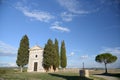 Cappella della Madonna di Vitaleta - Tiny, secluded chapel framed by cypress trees Royalty Free Stock Photo