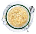 Cappelletti in broth or tortellini illustration watercolor