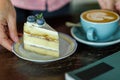 Cappuccino and blueberry cheese cake