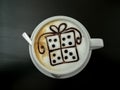 Cappuccino with box gift shape decoration