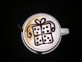 Cappuccino with box gift shape decoration