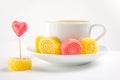 Cappuccino with candies Royalty Free Stock Photo