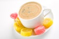 Cappuccino with candies Royalty Free Stock Photo