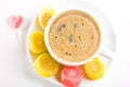 Cappuccino with candies Royalty Free Stock Photo