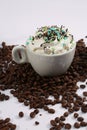 Cappuccino with candies Royalty Free Stock Photo