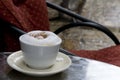 Cappuccino coffee cup outdoor Royalty Free Stock Photo